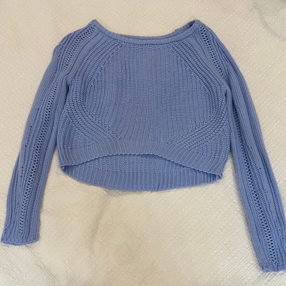 Light blue cropped sweater from Macy’s